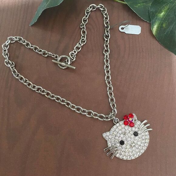 Vintage Hello Kitty Crystal Toggle Necklace - Picture 1 of 5
